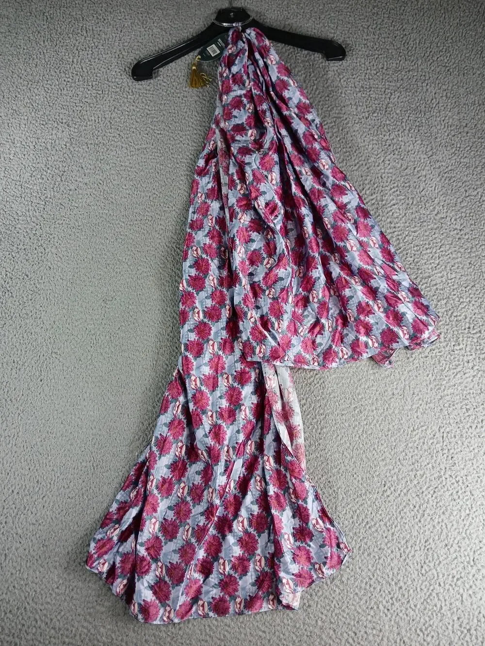 Izzy & Liv Bridgerton Poly Satin Scarf 35x70 NWT Floral Blue Pink Hair Neck